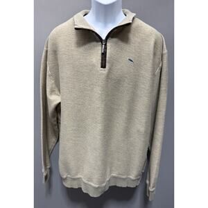 Men’s Tan 1/4 Zip Sweatshirt Sz L Bob Timberlake Comfortable Preppy